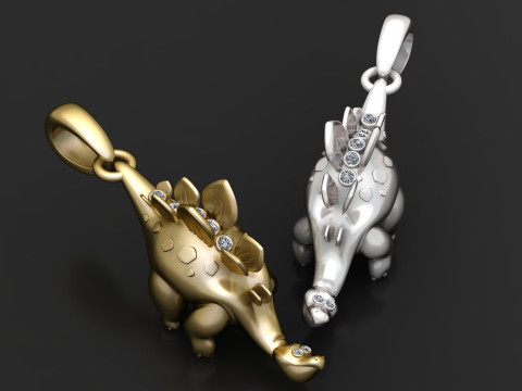 Gold dinosaur pendant 3D Print Model