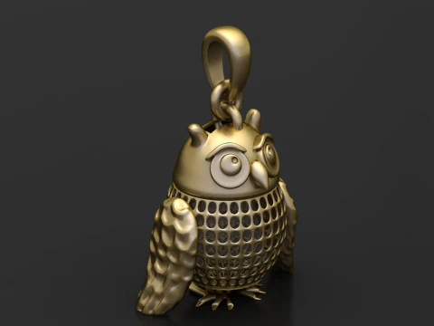 Gold owl pendant 3D Print Model