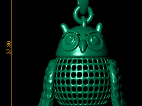 Gold owl pendant 3D Print Model