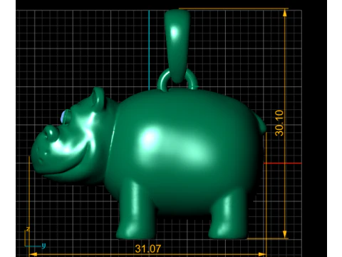 Gold hippo pendant 3D Print Model