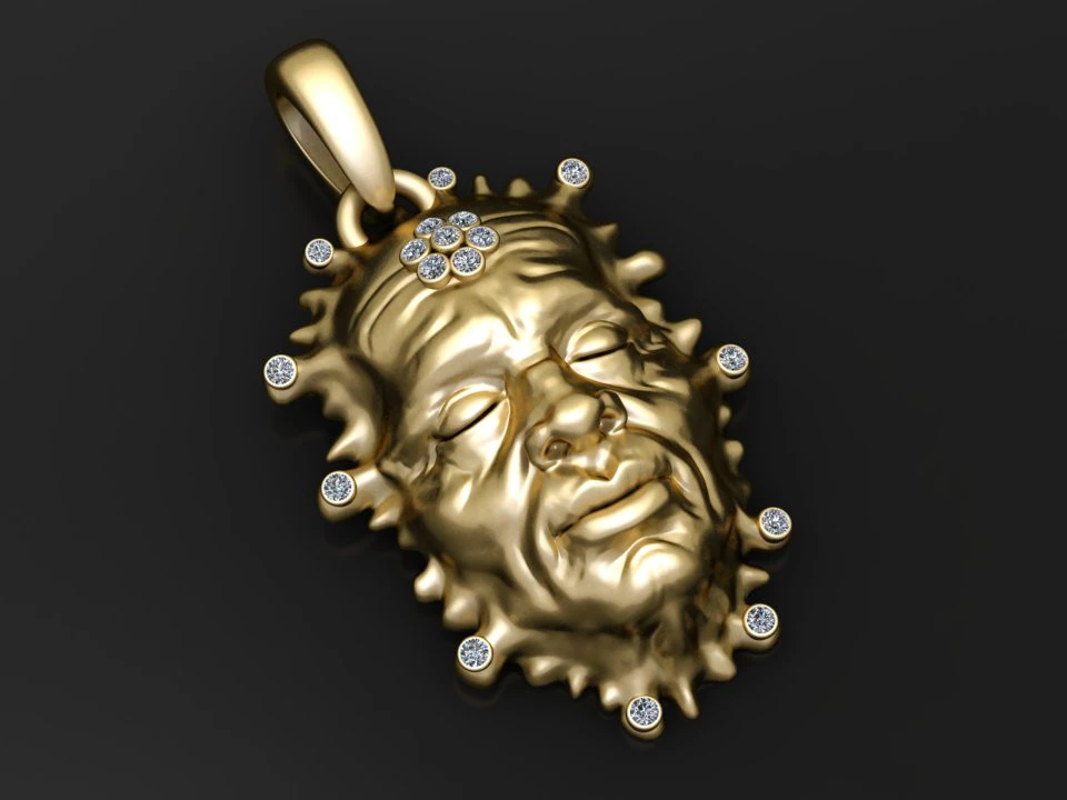 Gold face pendant 3D Print Model .c4d .max .obj .3ds .fbx .stl .blend 