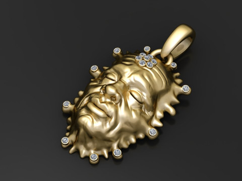 Gold face pendant 3Dプリントモデル