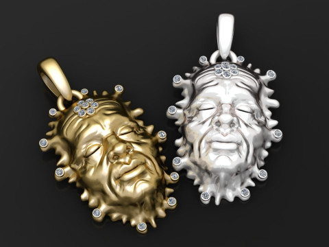 Gold face pendant 3Dプリントモデル