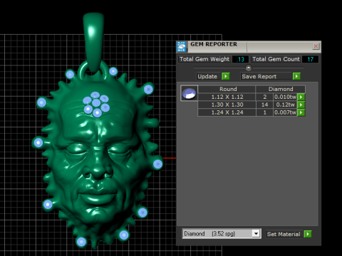 Gold face pendant 3Dプリントモデル