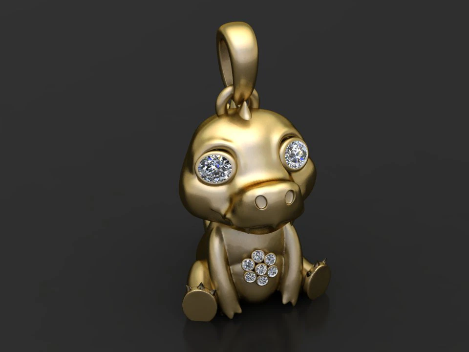 Gold dragon pendant 3D Print Model .c4d .max .obj .3ds .fbx .stl .blend 