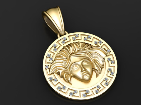 Gold leaf face pendant Modèles 3D en vedette
