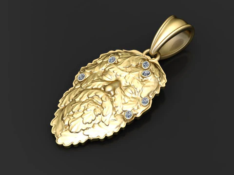 Gold leaf face pendant 3D Print Model