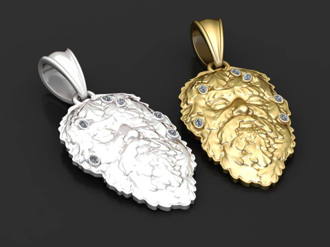 Gold leaf face pendant 3D Print Model