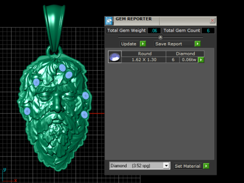 Gold leaf face pendant 3D printmodel