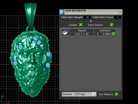 Gold leaf face pendant 3D Print Model