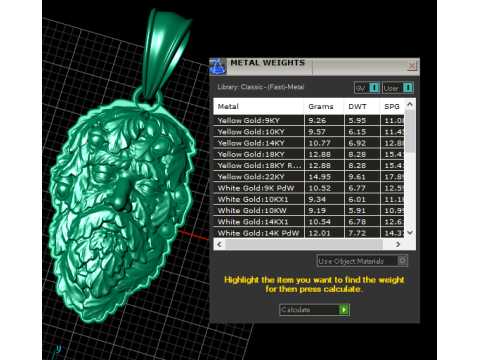 Gold leaf face pendant 3D printmodel