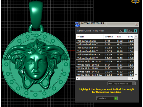 Gold medallion pendant Modello di stampa 3D