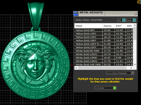 Gold medallion pendant Model Cetak 3D