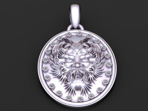 Gold lion head pendant Modello di stampa 3D