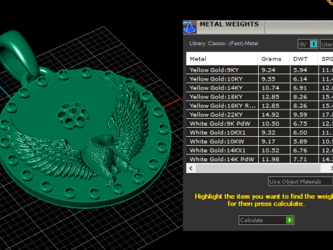 Gold eagle pendant 3D Print Model