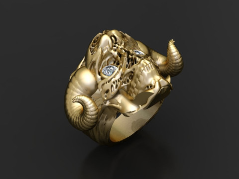Gold ram skull ring 3D 打印模型