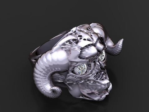 Gold ram skull ring 3D 打印模型