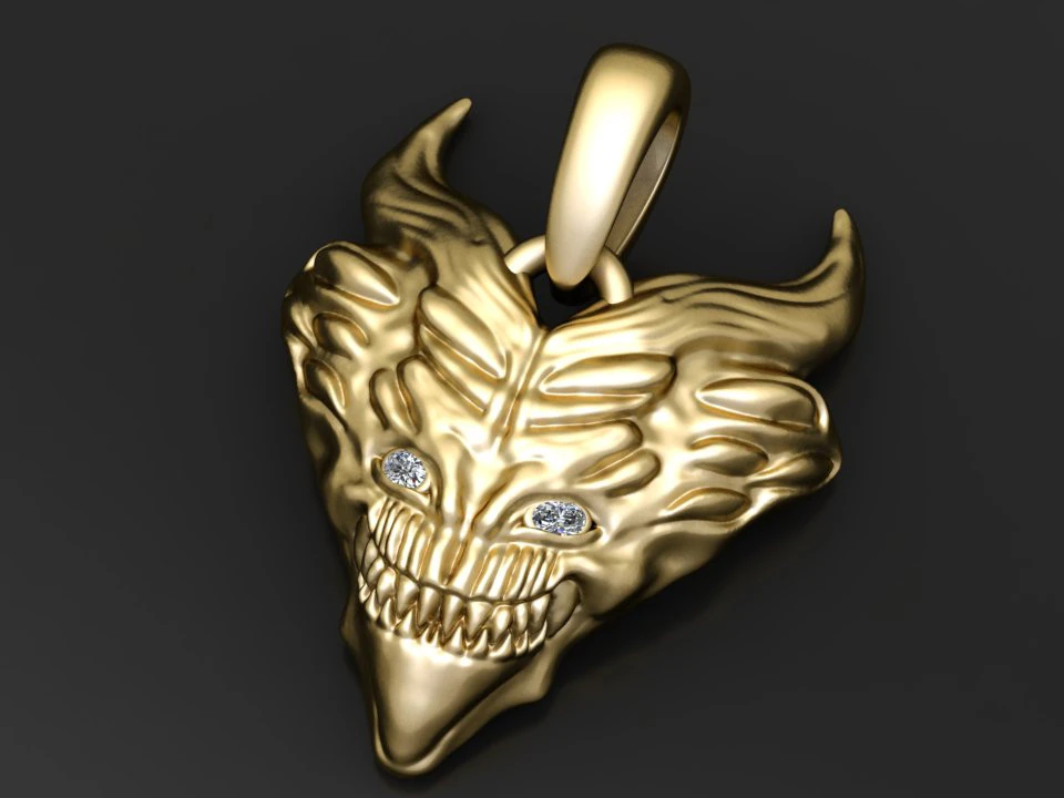 Gold demon pendant 3D Print Model .c4d .max .obj .3ds .fbx .stl .blend 