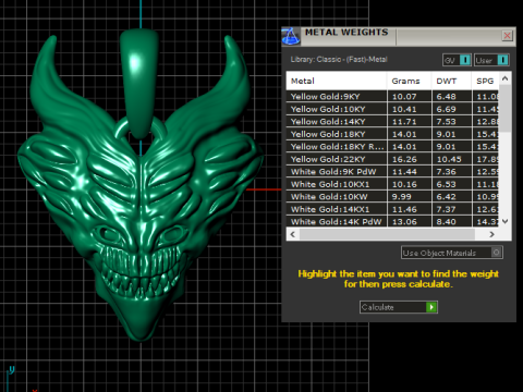 Gold demon pendant 3D 打印模型