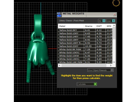 Gold rock hand pendant 3Dプリントモデル