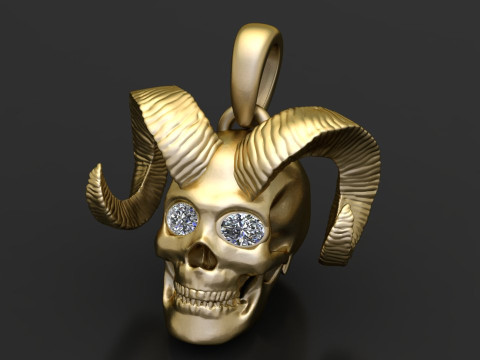 Gold horned skull pendant 3D Print Model