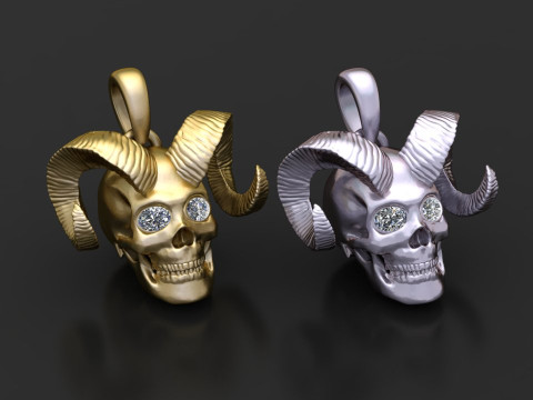 Gold horned skull pendant 3D 打印模型