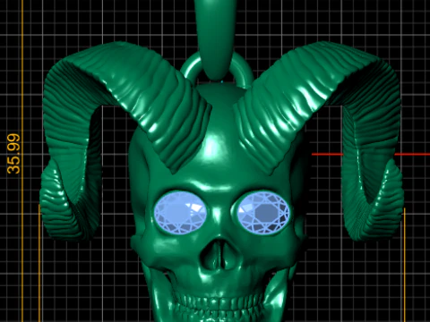 Gold horned skull pendant 3D Print Model