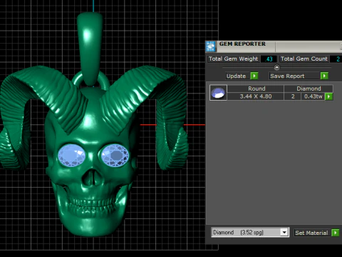 Gold horned skull pendant 3D Print Model