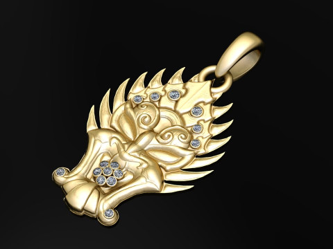 Gold dragon head pendant 3D Print Model
