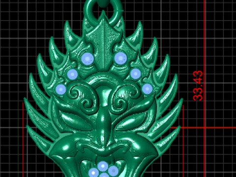 Gold dragon head pendant 3D Print Model