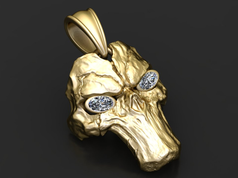 Gold skull pendant 3D Print Model .c4d .max .obj .3ds .fbx .stl .blend 