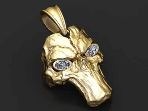 Gold skull pendant 3D Print Model