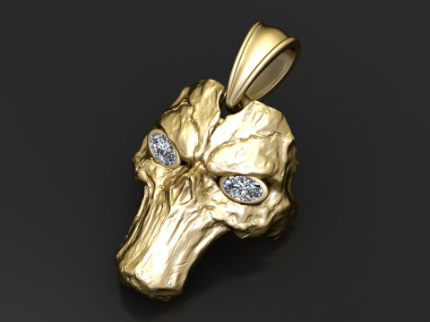 Gold skull pendant 3D Print Model