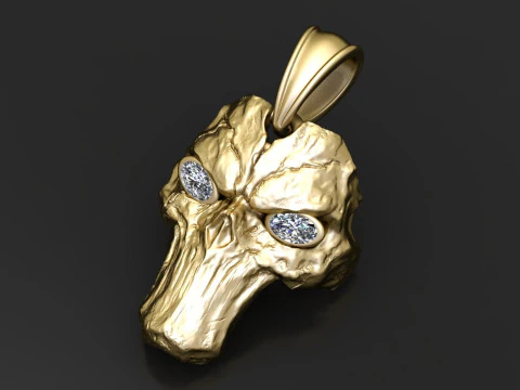 Gold skull pendant 3D Print Model