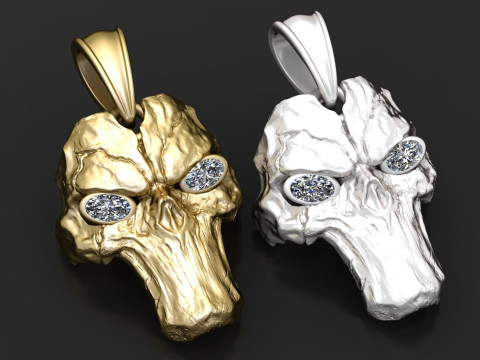 Gold skull pendant 3D Print Model