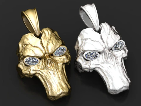Gold skull pendant 3D Print Model