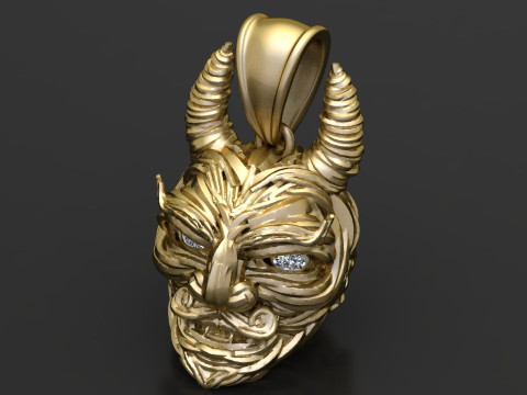 Gold demon head pendant 3Dプリントモデル