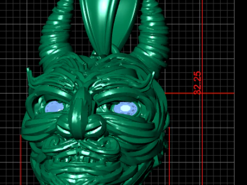 Gold demon head pendant 3D Print Model