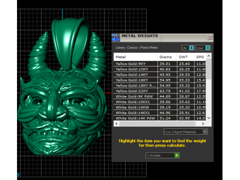 Gold demon head pendant 3Dプリントモデル