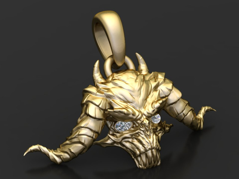 Kalung tengkorak mata batu permata Model Cetak 3D .c4d .max .obj .3ds .fbx .stl .blend 