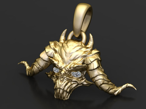 Kalung tengkorak mata batu permata Model Cetak 3D