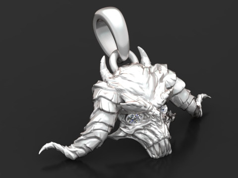 Kalung tengkorak mata batu permata Model Cetak 3D