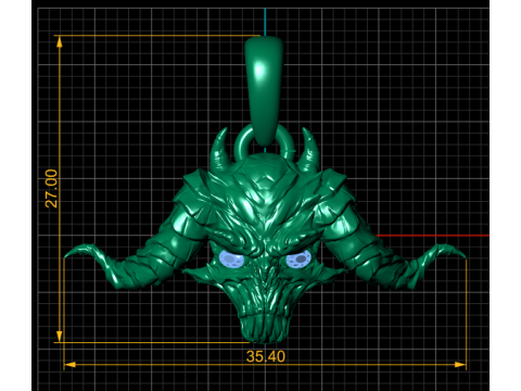 Kalung tengkorak mata batu permata Model Cetak 3D