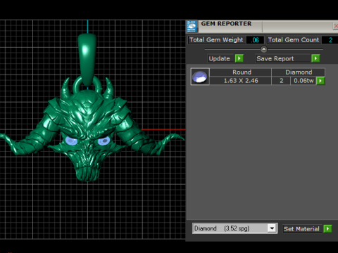 Kalung tengkorak mata batu permata Model Cetak 3D