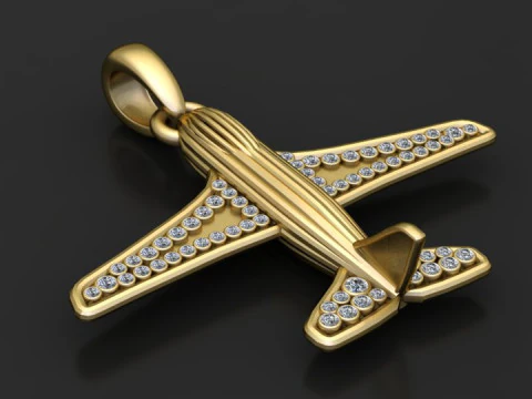 Gold airplane pendant 3D Print Model