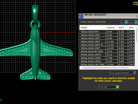 Gold airplane pendant 3D Baskı Modeli