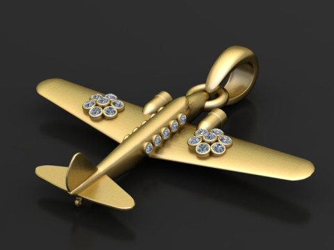 Gold airplane pendant Modelo de Impressão 3D