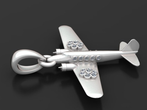 Gold airplane pendant Modelo de Impressão 3D