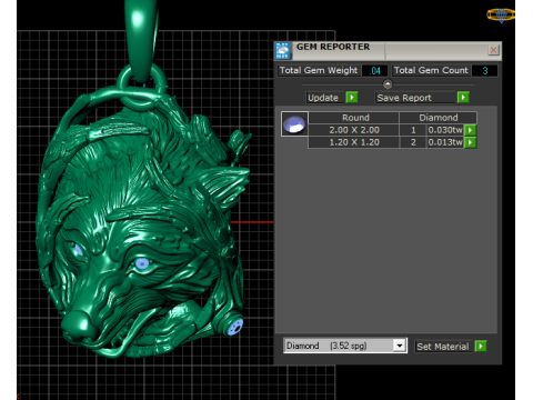 Gold wolf pendant 3D Print Model