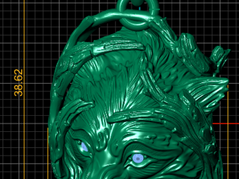 Gold wolf pendant 3D Print Model